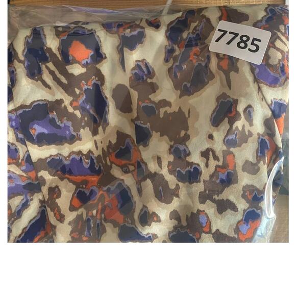 Simply Chic Boutique Print Blouse Short Sleeve Large Polyester Orange Purple - Picture 7 of 7